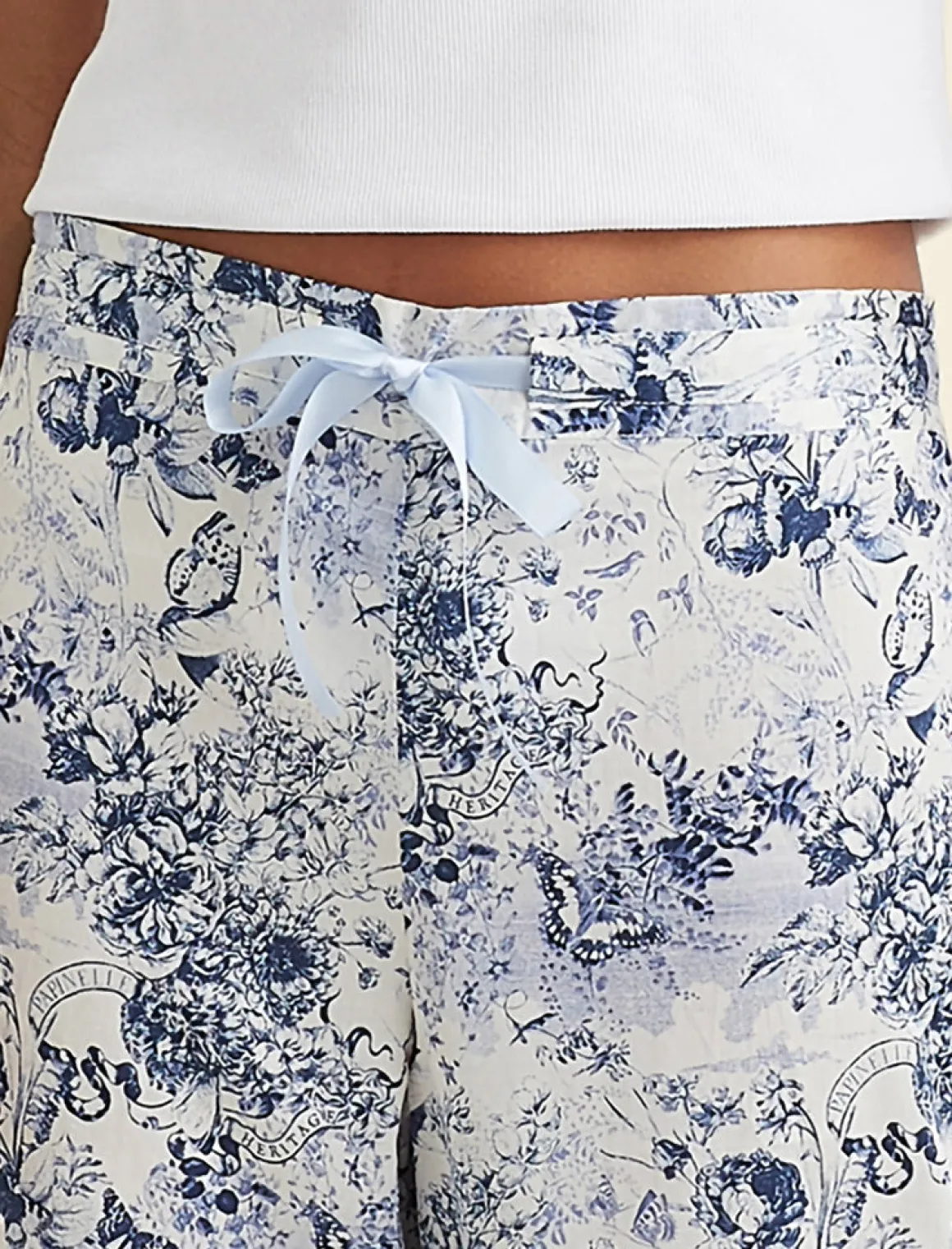 Toile De Jouy Straight Leg Full Length Pant