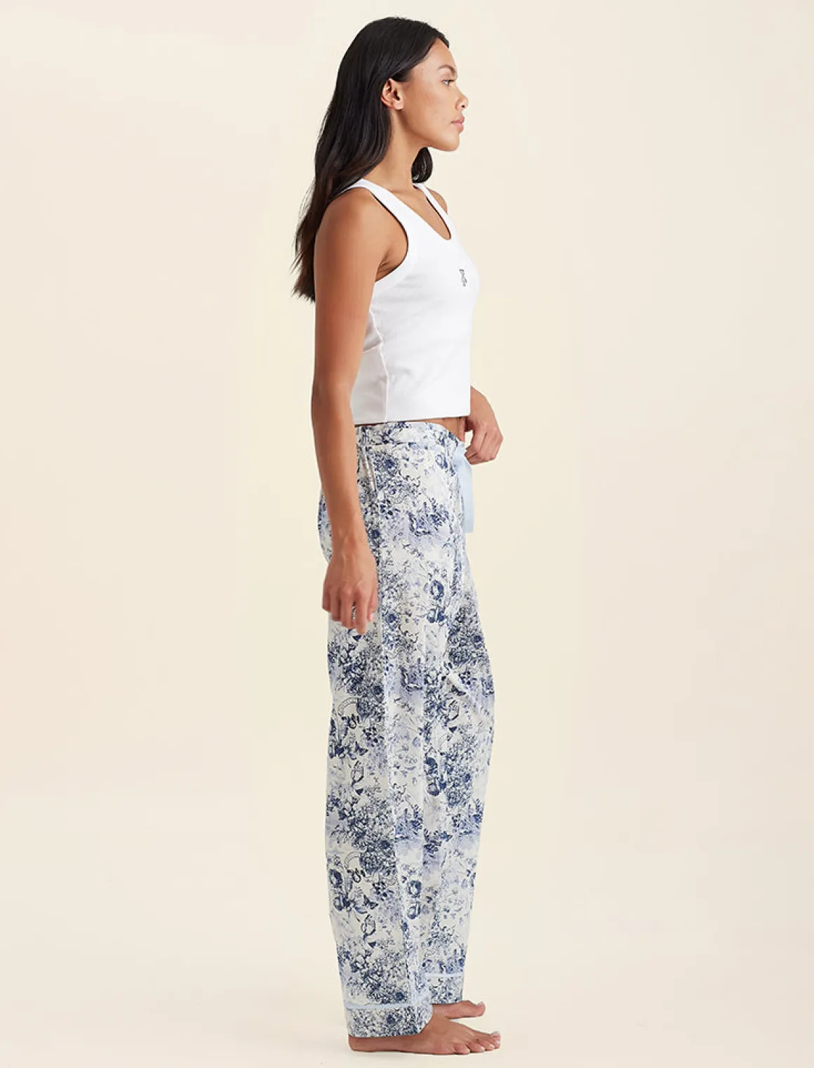 Toile De Jouy Straight Leg Full Length Pant